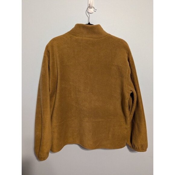 J Crew Quilted Sherpa Womens Med Half Zip Button Brown Color Block Fleece - Picture 9 of 10
